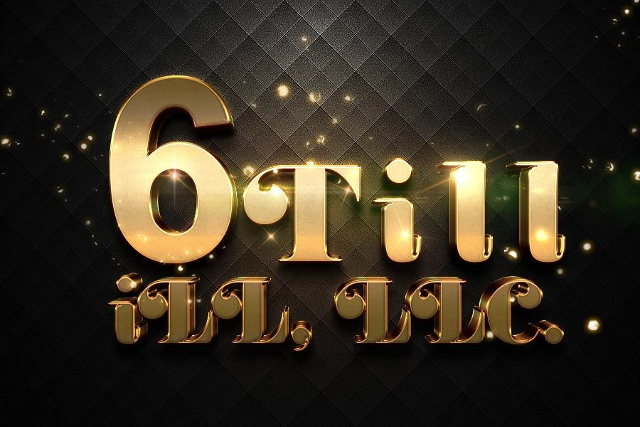 A gold colored text that reads " 6 trill ".